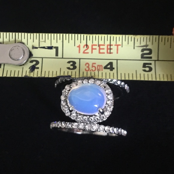Light Blue Stone and White Rhinestone Fashion Jewelry Ring 7 - Picture 7 of 7